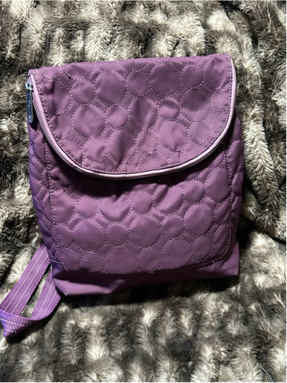 Women's Unbranded Quilted Circle Pattern Backpack, One Size, Purple